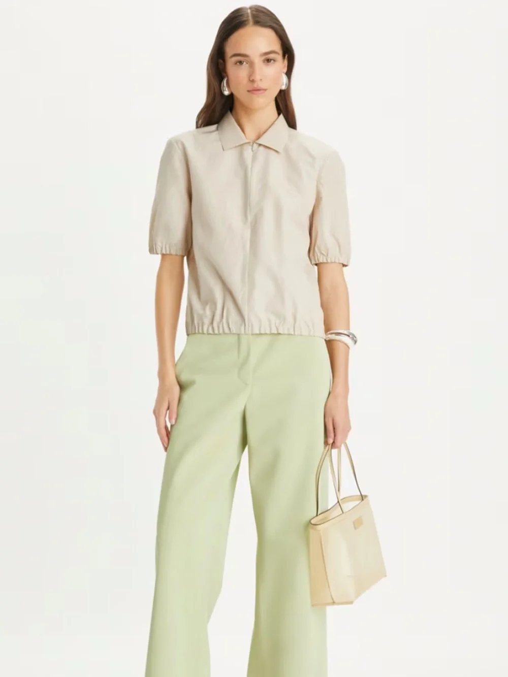 Tory Burch Women's Short-Sleeve Zip Polo - Cream